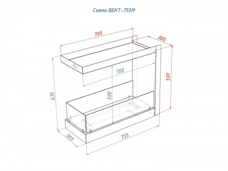 Встроенный биокамин Lux Fire Торцевой 755 М по цене 54 890 руб.